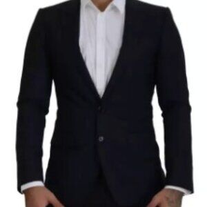 BLUE WOOL SINGLE BREASTED COAT MEN BLAZER